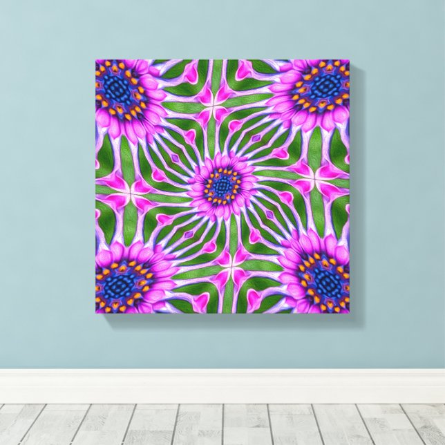 Aesthetic Daisy Pattern Canvas Print (Insitu(Wood Floor))