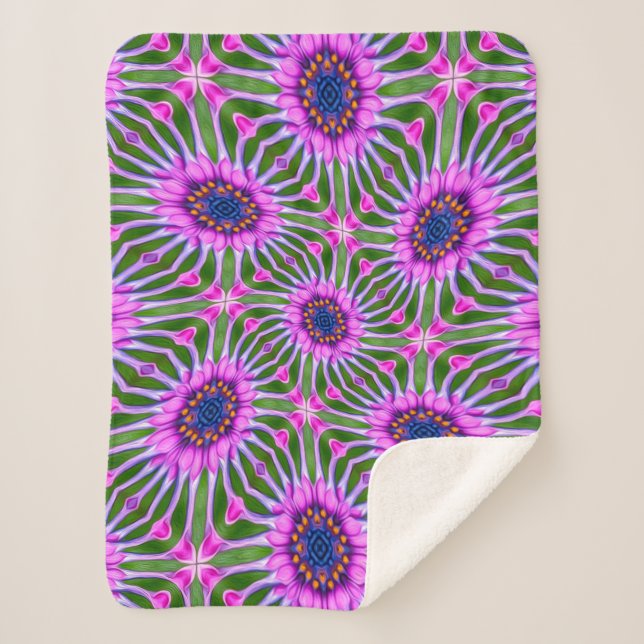 Aesthetic Daisy Pattern Sherpa Blanket (Front)