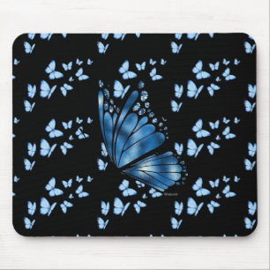 Aesthetic Dark Blue Butterfly Custom Desk Mat Mouse Pad