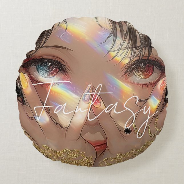 Aesthetic / Dark Fantasy Girl Round Cushion (Front)