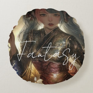Aesthetic / Dark Fantasy Girl Round Cushion