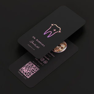Aesthetic Dental Clinic Dentist Black Pink Business Card