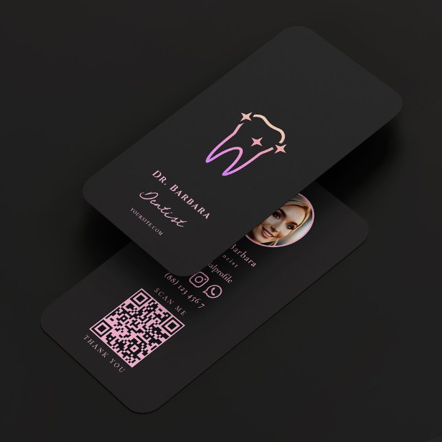 Aesthetic Dental Clinic Dentist Black Pink Business Card (Aesthetic Dental Clinic Dentist Black Pink Business Card
)