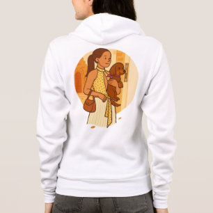 Aesthetic Dog Mom Holding Puppy Illustration Hoodie