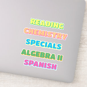 Aesthetic Drop Shadow School Subject Stickers