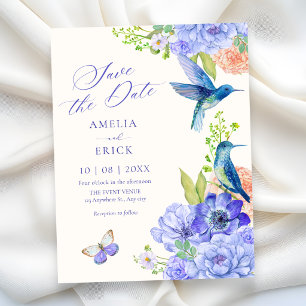 Aesthetic elegant floral bloom bird wedding save the date
