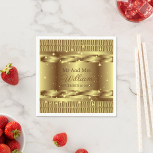 Aesthetic Elegant Mr And Mrs Gold Custom Wedding Napkin