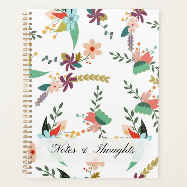 Aesthetic Fall Floral Pattern Custom Name Planner (Front)