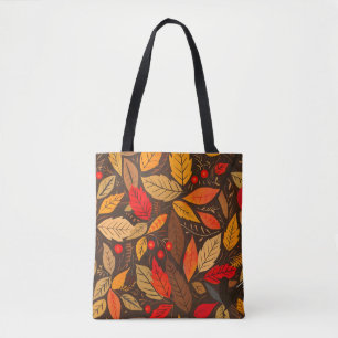 Aesthetic Fall Leaf Pattern Tote Bag