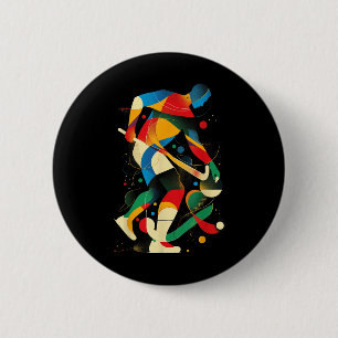 Aesthetic Field Hockey Player On Athletic Field Ho 6 Cm Round Badge
