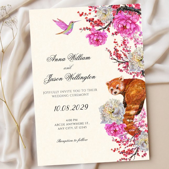 Aesthetic flora fauna spring wedding invitation (Creator Uploaded)