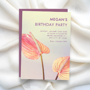 Aesthetic Floral Anthurium minimalist birthday Invitation