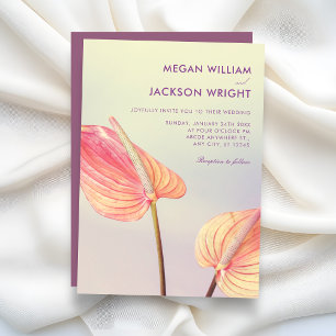 Aesthetic Floral Anthurium minimalist wedding Invitation