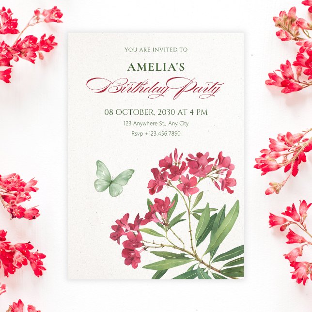 Aesthetic floral birthday invitation (Creator Uploaded)