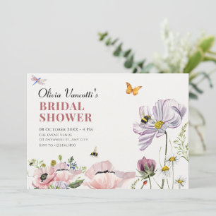 Aesthetic floral bloom bees bridal shower invitation