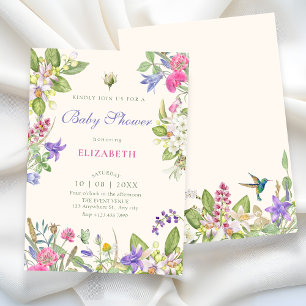 Aesthetic floral bloom garden baby shower invitation