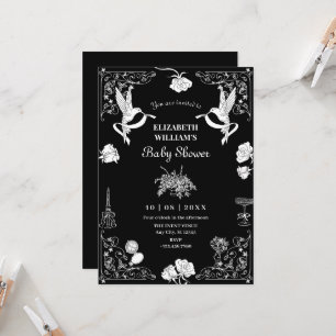 Aesthetic floral dining table baby shower invitation