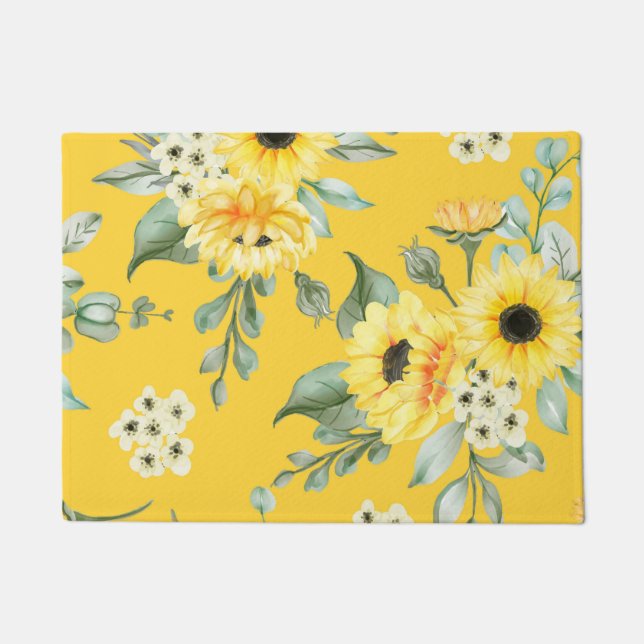 Aesthetic floral  doormat (Front)