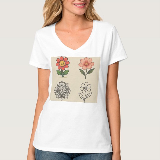 Aesthetic Floral Fusion T-Shirt  (Front)