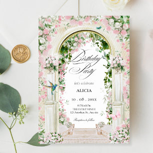 Aesthetic floral garden arch fairy tale birthday invitation