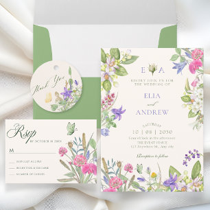 Aesthetic floral garden wedding invitation