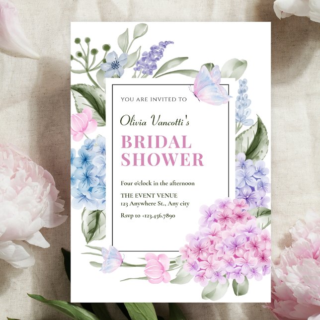 Aesthetic Floral hydrangea bridal shower Invitation (Creator Uploaded)