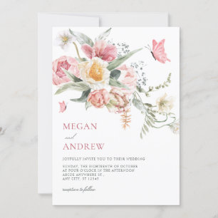 Aesthetic floral pastel watercolor wedding invitation