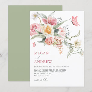 Aesthetic floral pastel watercolor wedding invitation