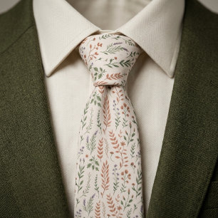 Aesthetic Floral Pattern Beige Background Tie