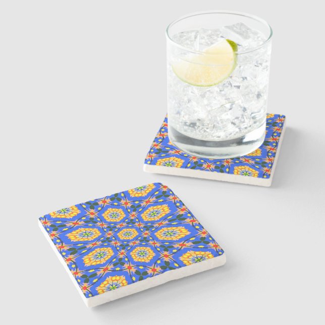 Aesthetic Floral Pattern Stone Coaster (Side)