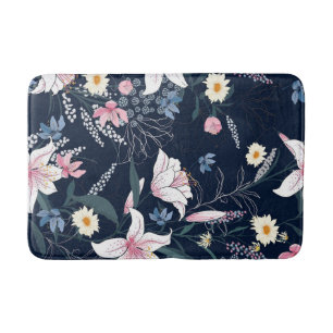 Aesthetic Floral seamless pattern   Bath Mat