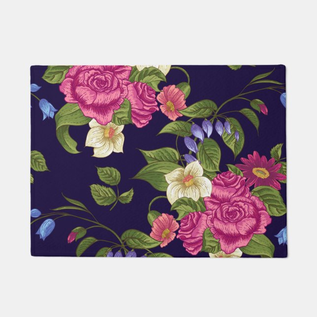 Aesthetic Floral seamless pattern   Doormat (Front)