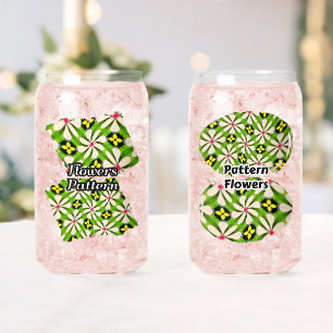 Aesthetic Flowers Pattern Can Glass