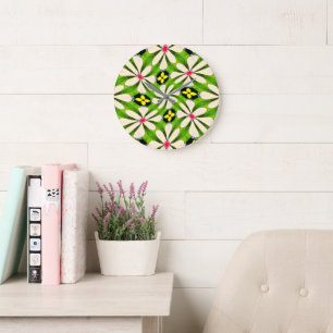 Aesthetic Flowers Pattern Large Clock