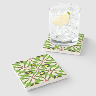 Aesthetic Flowers Pattern Stone Coaster