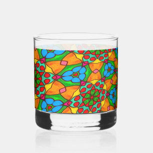 Aesthetic Flowers Pattern Whiskey Glass