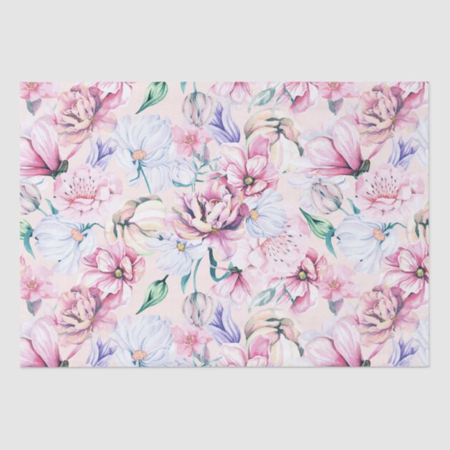 Aesthetic Flowers seamless Pattern Tissue Paper (Front)