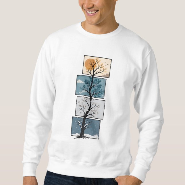 Aesthetic Four Seasonal Tree Art Sweatshirt (Front)
