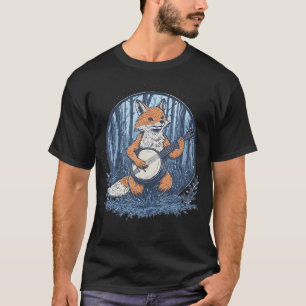 Aesthetic Fox Playing Banjo Guitar In Woods T-Shirt