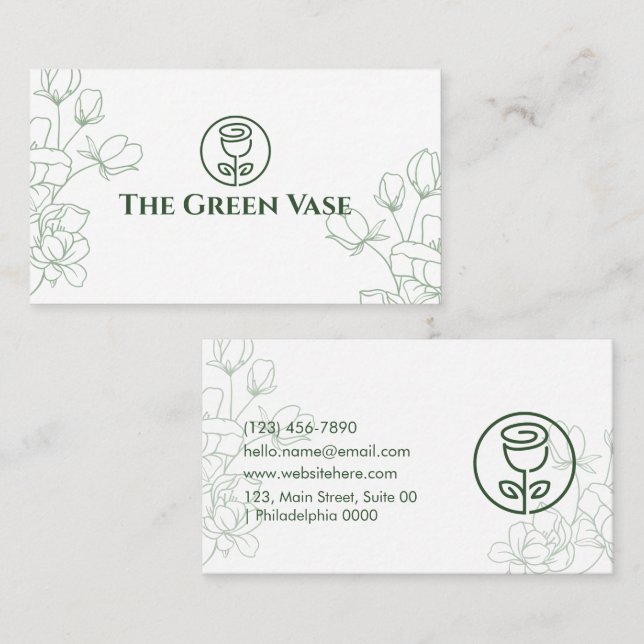 Aesthetic Fresh Modern Natural Stylish Green Clean Business Card (Front/Back)