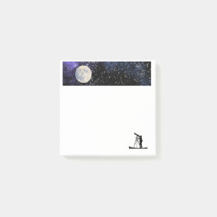 Aesthetic Full Moon Telescope Space Post it Notes