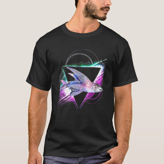 Aesthetic Galaxy Flying Fish T-Shirt (Front)