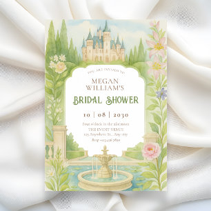 Aesthetic garden castle bridal shower invitation