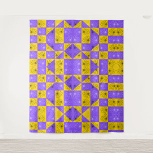 Aesthetic Geometric chessboard Floral Pattern Tapestry