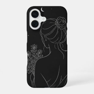Aesthetic Girl iPhone Case – Black Line Art
