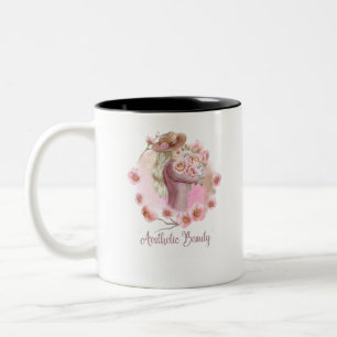 Aesthetic Girl Mug Black & White Fashion Coffee