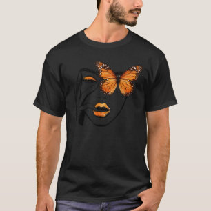 Aesthetic Girl Thinking With Monarch Butterfly Eye T-Shirt