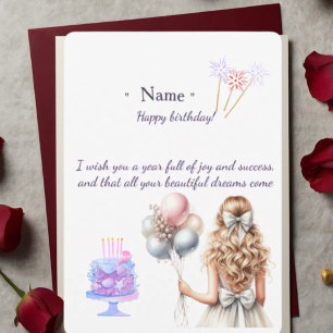 Aesthetic Girly Birthday Card with Name Blonde G