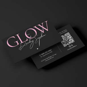 Aesthetic Glow Specialist Pink Black Tan Artist Business Card