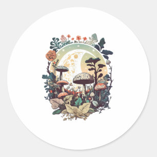 Aesthetic Goblincore And Cottagecore Mushroom Calm Classic Round Sticker